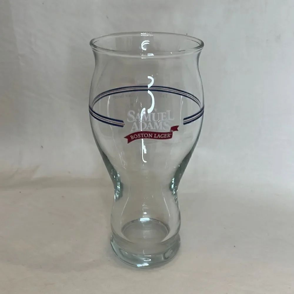 Samuel Adams Boston Lager Beer Glass 16 Oz 6 1/2 In Tall 3 In Round Blue Red